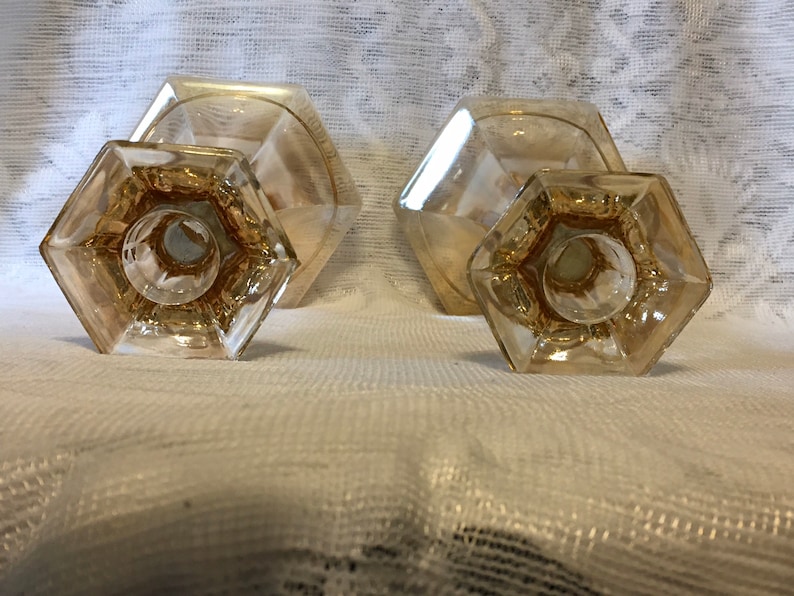 Glass Candlestick Tapers Holders Vintage