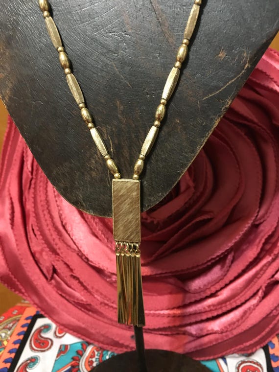 Vintage Rectangle Dangle Necklace - image 2