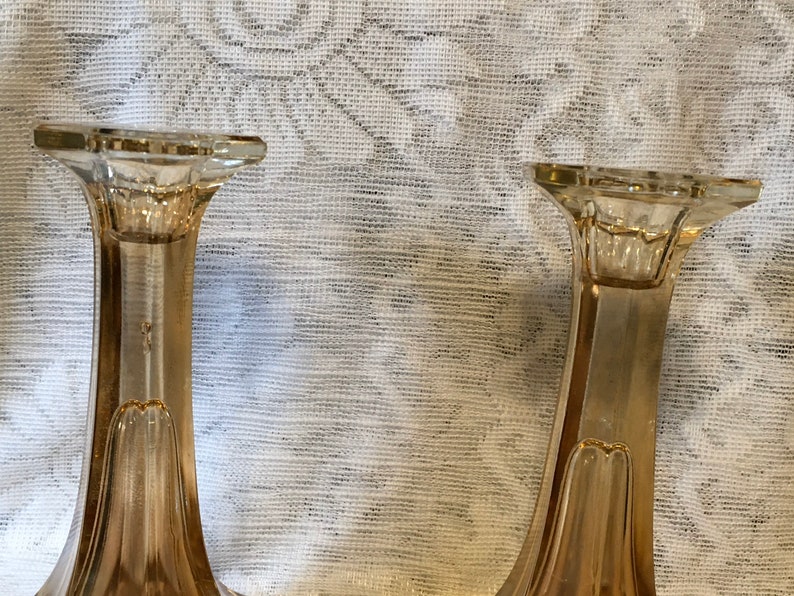 Glass Candlestick Tapers Holders Vintage