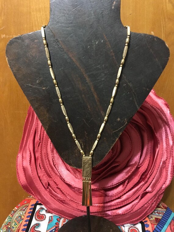 Vintage Rectangle Dangle Necklace - image 1