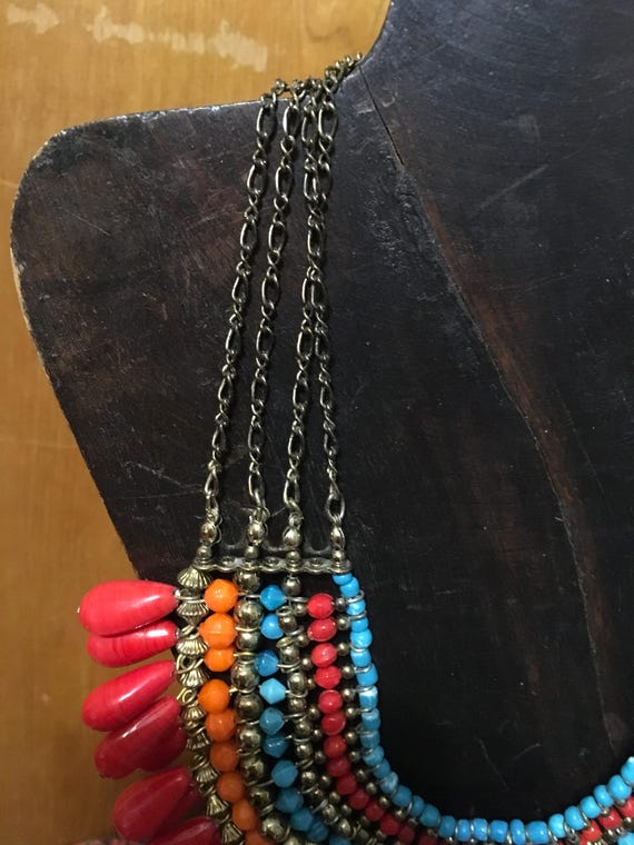 Bib Statement Boho Multicolor Necklace - image 3