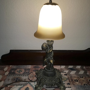 Vintage Cast Iron Cherub Lamp