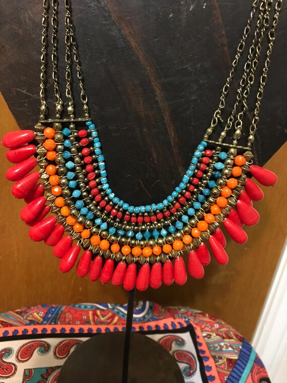 Bib Statement Boho Multicolor Necklace - image 2