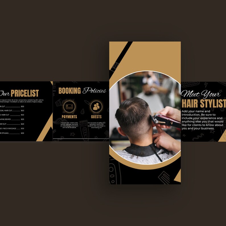 Scheduling Template Barber Branding site Canva