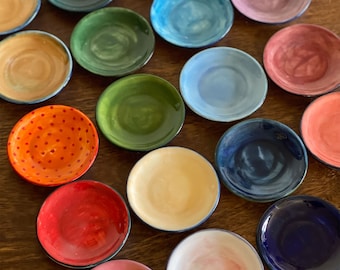 colorful mini circle plate, jewelry dish, ring dish, multicolor