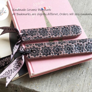 inlay ceramic bookmark, hand-stamped, paperweight