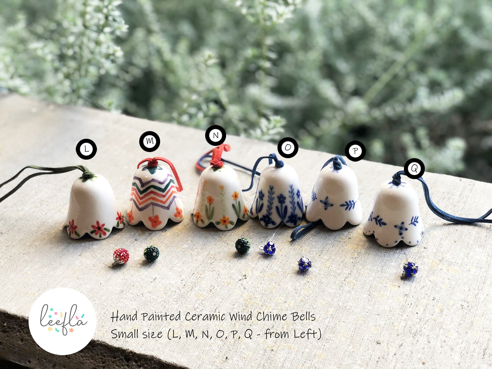 Hand Painted Ceramic Wind Chime Bells Small and Large Size Etsy