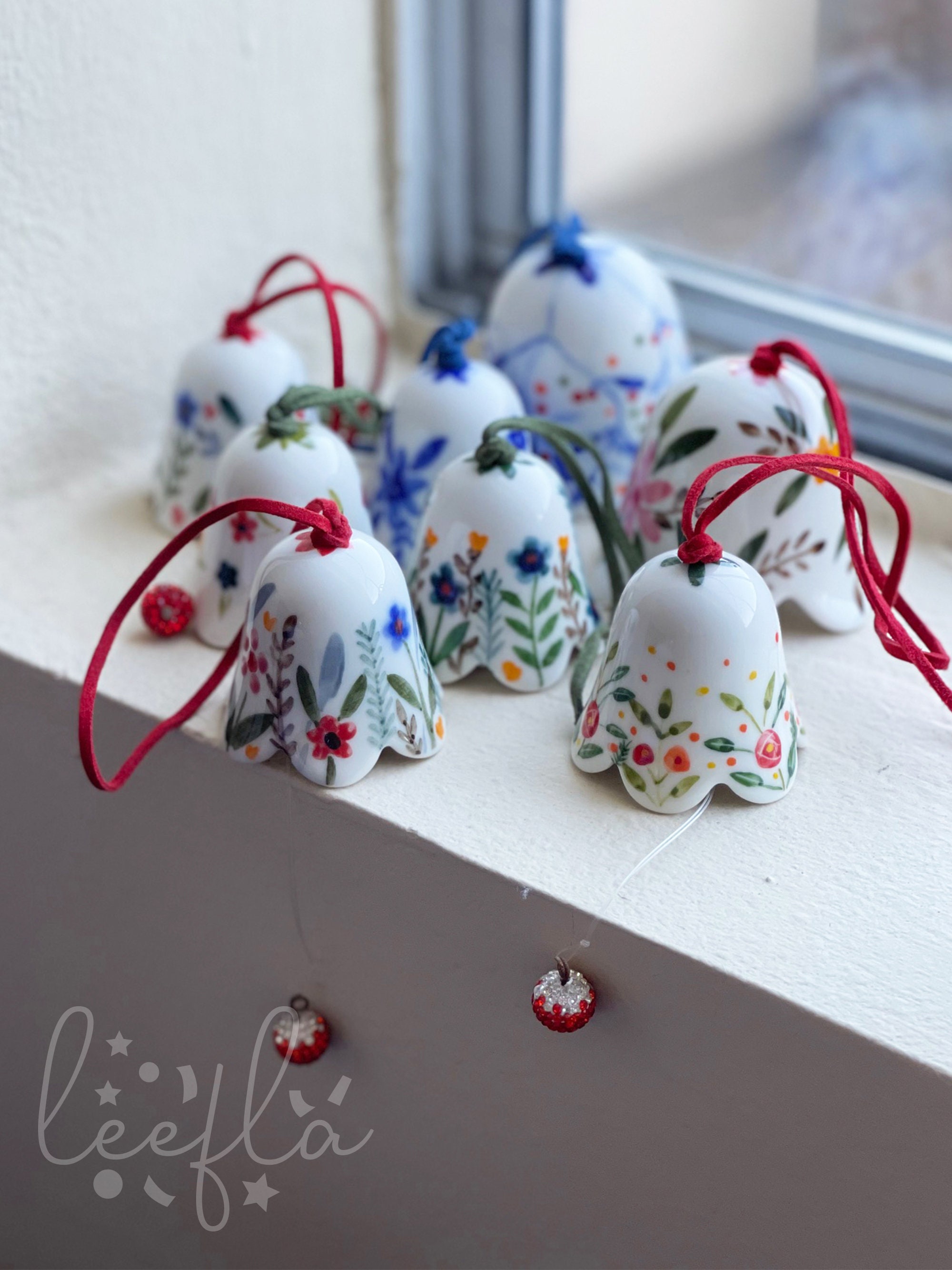 Hand Painted Ceramic Wind Chime Bells Small and Large Size Etsy