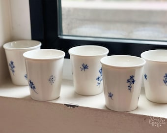 Hand-Painted Floral Ceramic Dixie Cup Mug, No Handle, Pencil Holder (One of a Kind)