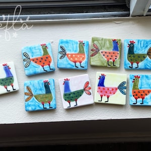 ceramic chicken tile magnet