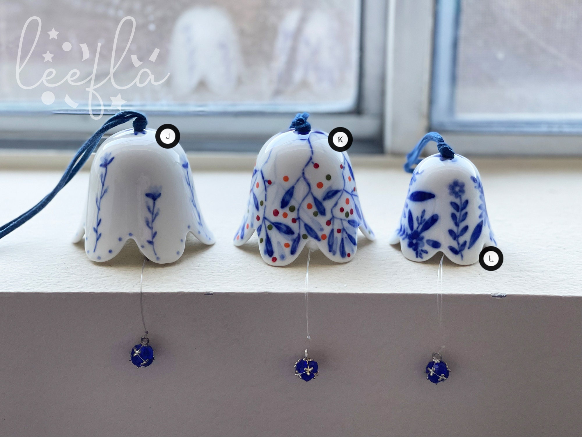 Hand Painted Ceramic Wind Chime Bells Small and Large Size Etsy