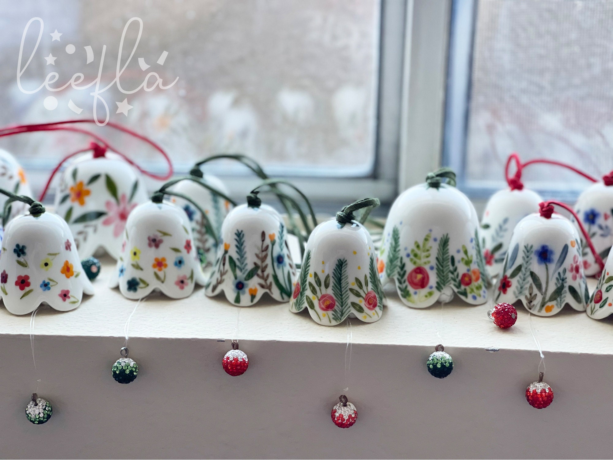 Hand Painted Ceramic Wind Chime Bells Small and Large Size Etsy