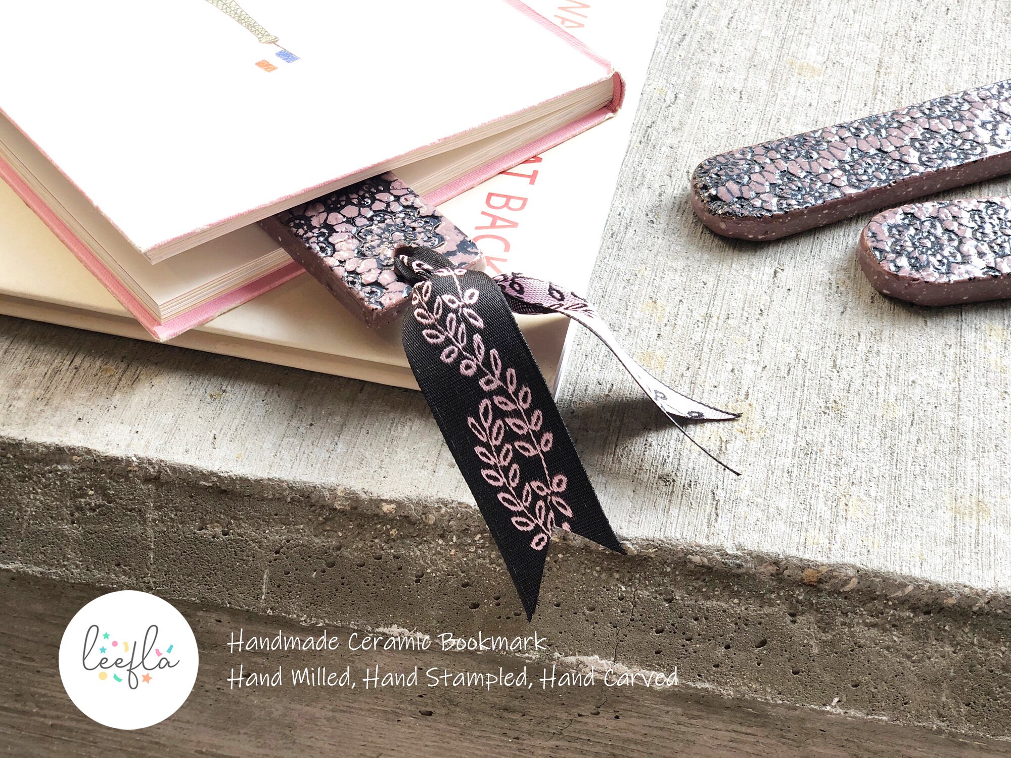 Inlay Ceramic Bookmark, Hand-stamped, Paperweight - Etsy
