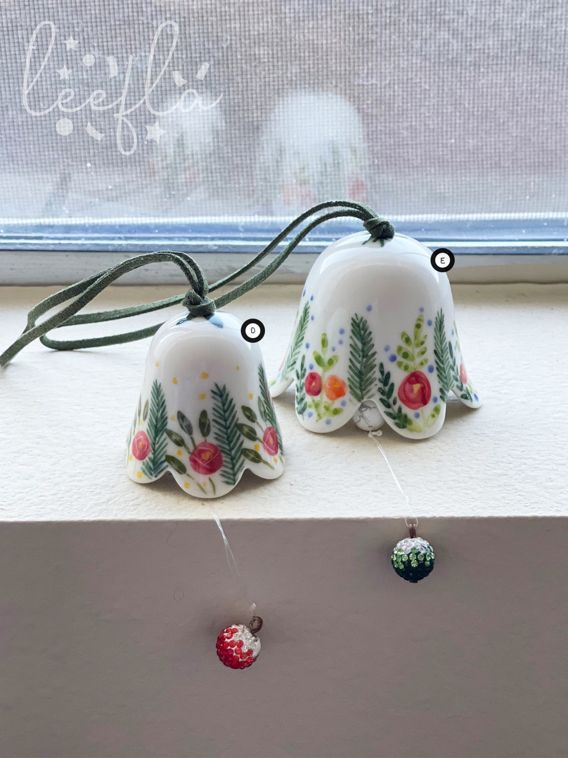 Hand Painted Ceramic Wind Chime Bells Small and Large Size Etsy