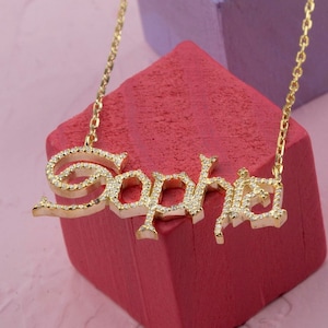 Gold Personalized Name Necklace, 14k 18k 10k Solid Gold Custom Name Necklace, Engagement Gift for Her, Personalized Jewelry Gift