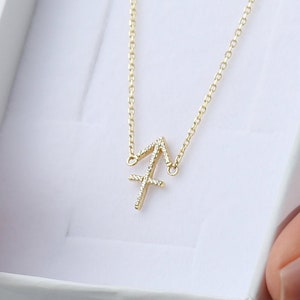 14k Gold Sagittarius Zodiac Symbol Sign Necklace, Sagittarius Birthday Gifts, Dainty Horoscope Necklace, Christmas Zodiac Jewelry Gift