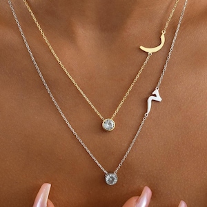Gold Bezel Set Arabic Initial Letter Necklace, Custom Arabic Letter Necklace for Mom, Mothers Day Gift for Her, Arabic Letter Jewelry