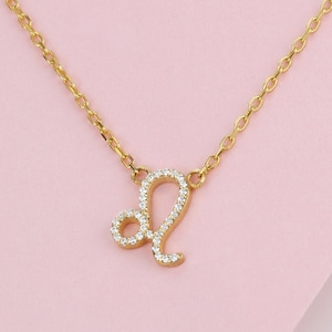 14k Gold Leo Zodiac Symbol Sign Necklace, Leo Birthday Gifts, Minimalist Birt Sign Necklace, Zodiac Jewelry Gift for Her