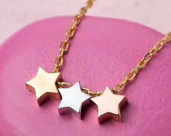 10k 14k 18k Solid Gold Star Necklace, Dainty Minimal Tiny Star Necklace, Small Star Necklace Charm, Celestial Necklace Jewelry Gift for Mom