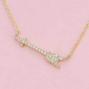 Tiny Gold Diamond Arrow Necklace, Mini Gold Archery Necklace, 14k 18k Solid Gold Diamond Necklace, Archery Jewelry Graduation Gift for Her