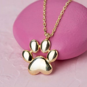 14k Solid Gold Dog Paw Charm Pendant Necklace, Dainty Simple Animal Necklace, Minimalist Dog Owner Necklace, Dog Lover Jewelry Gift for Her