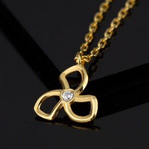 10k 14k 18k Solid Gold CZ Necklace, Minimalist Dainty Cubic Zirconia Necklace, Tiny Gold Natural Necklace, Valentines Day Gift for Her