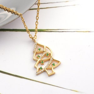 Christmas Tree Necklace, Christmas Holiday Jewelry Gift for Her, Women Christmas Jewelry Gift Idea, Christmas Pendant Charms