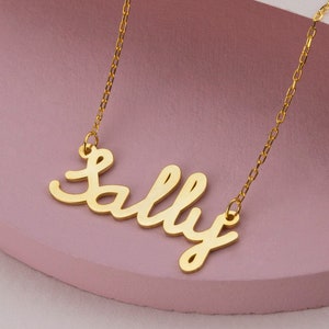 14k 18k 10k Solid Gold Minimal Gold Name Necklace, Custom Word Necklace, Personalized Name Jewelry for Women, Birthday Gift for Mom