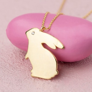 Easter Bunny Pendant Necklace, Lovely Rabbit Charm Necklace, Pet Memorial Gift Jewelry, Animal Lover Gift for Her
