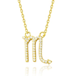 14k Gold Scorpio Zodiac Symbol Sign Necklace, Scorpio Birthday Gifts, Dainty Astrology Necklace, Christmas Zodiac Jewelry Gift