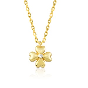 10k 14k 18k Solid Gold Diamond Clover Leaf Necklace Clover - Etsy