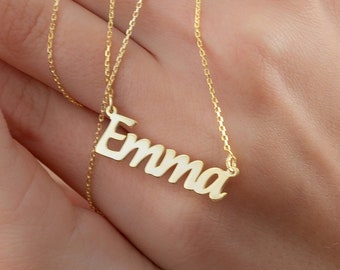 14K Solid Gold Personalized Name Necklace, Dainty Gold Name Necklace, 14K Custom Name Jewelry is a Perfect Birthday Gift and Gift for Mom