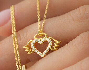 Gold Winged Heart Necklace - Etsy