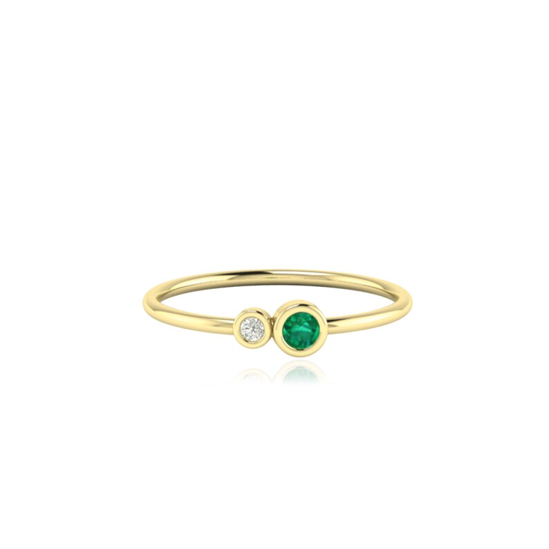 10k 14k 18k Gold Emerald Diamond May Birthstone Ring, Minimalist Gemstone Statement Ring, Special Anniversary Gift for Wife, Emerald Jewelry image 5