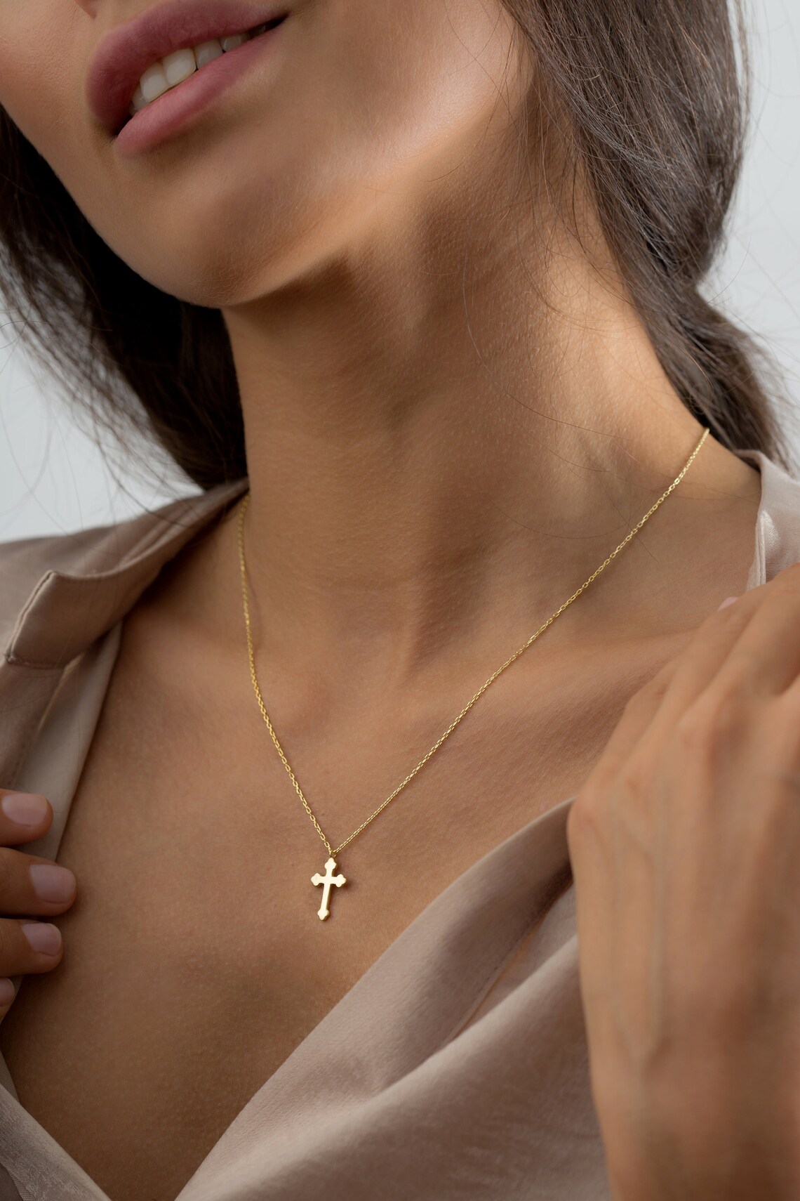 Budded Orthodox Cross Necklace Pendant for Women 10k 14k 18k Etsy