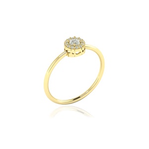Natural Round Diamond Wedding Engagement Ring, Minimalist Anniversary Gold Ring for Her, Diamond Engagement Band, Diamond Jewelry image 8