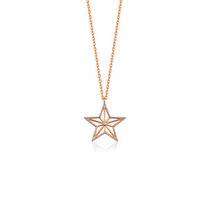 Dainty Gold Diamond Star Necklace, 10k 14k 18k Gold Celestial Pendant Necklace, Birthday Jewelry Gifts for Women, Christmas Gift for Wife 画像 7