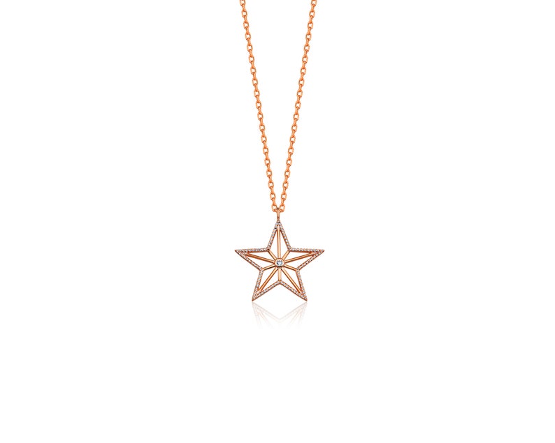 Dainty Gold Diamond Star Necklace, 10k 14k 18k Gold Celestial Pendant Necklace, Birthday Jewelry Gifts for Women, Christmas Gift for Wife 画像 7