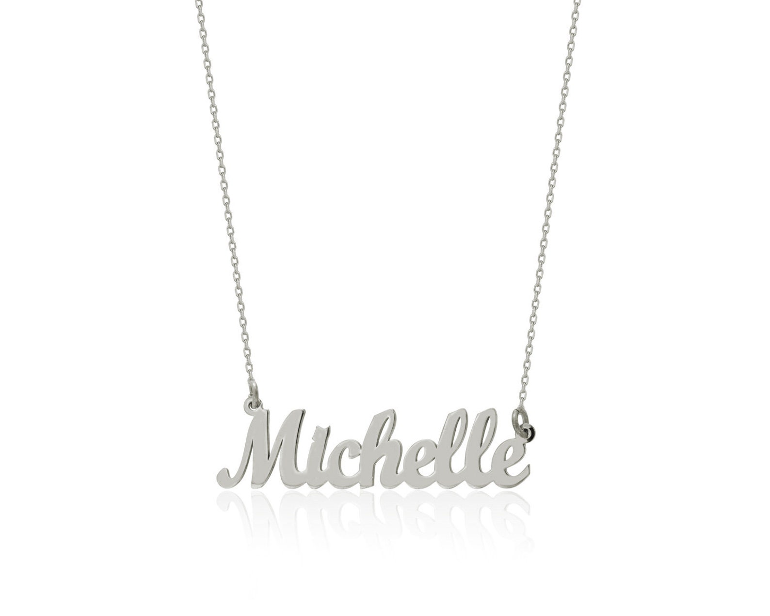 Solid 14k Gold Necklace With Name, Dainty Gold Name Necklace, 14K