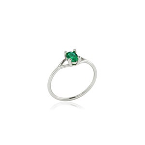 Oval Cut 6x4mm Genuine Emerald May Birthstone Ring, Prong Setting Solitaire Bridesmaid Proposal Ring, 10k 14k 18k Gold Ring, Emerald Jewelry image 8