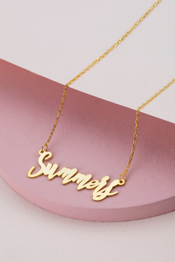 14k 18k 10k Solid Gold Name Plate Necklace Personalized Letter