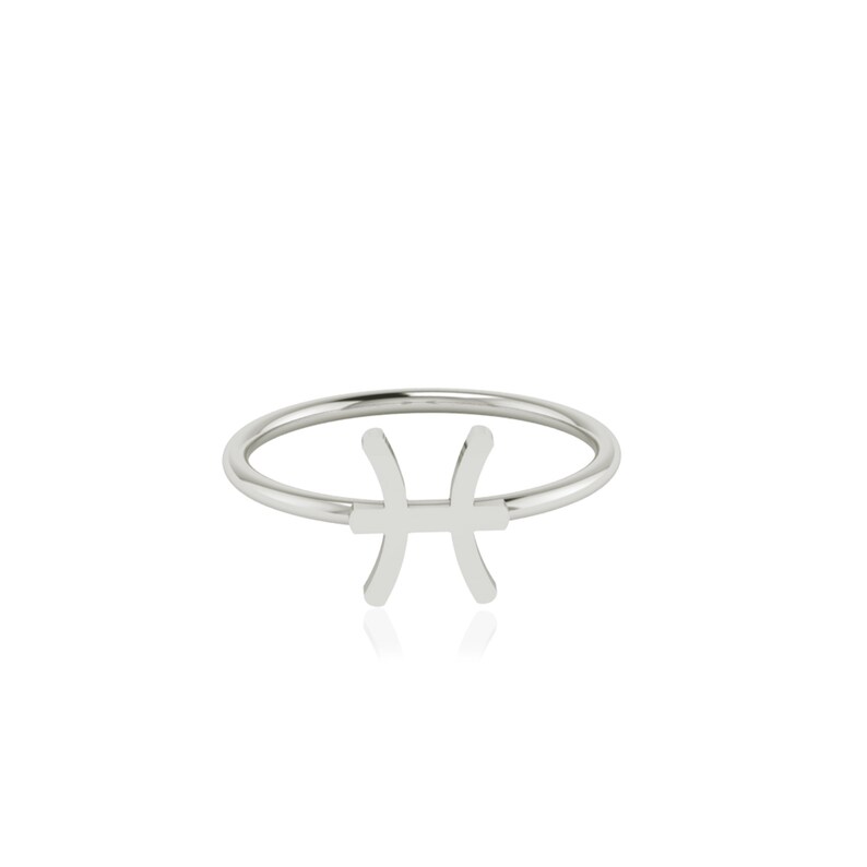 14k 18k 10k Solid Gold Pisces Zodiac Sign Ring, Minimalist Astrology Stacking Ring, Valentines Day Gift for Girlfriend, Horoscope Jewelry image 6