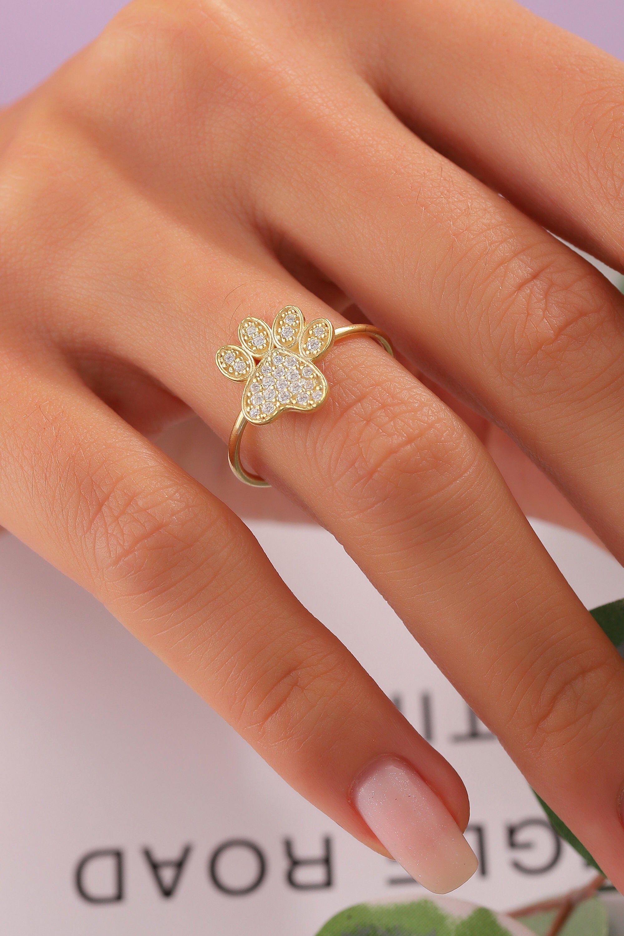 Paw print diamond ring best sale