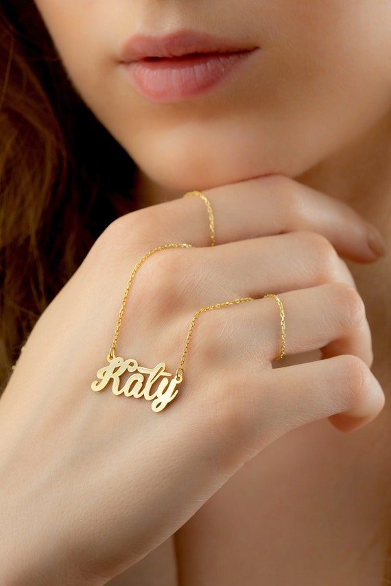 14k 18k 10k Solid Gold Kids Name Necklace Personalized Necklace for Women Custom Letter Name Jewelry Personalized Gifts for Mother Etsy