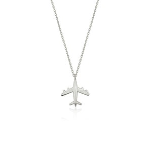 14k 18k Solid Gold Minimalist Tiny Airplane Charm Necklace Pendant, Dainty Gold Plane Travel Necklace, Hostess Gift for Pilot image 6