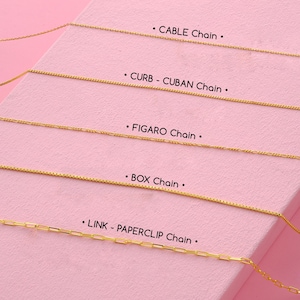 14k Yellow Gold Chain Necklace for Women, Cable Chain - Box Chain - Figaro Chain - Cuban Curb Chain - Link Paperclip Chain - Gift for Her