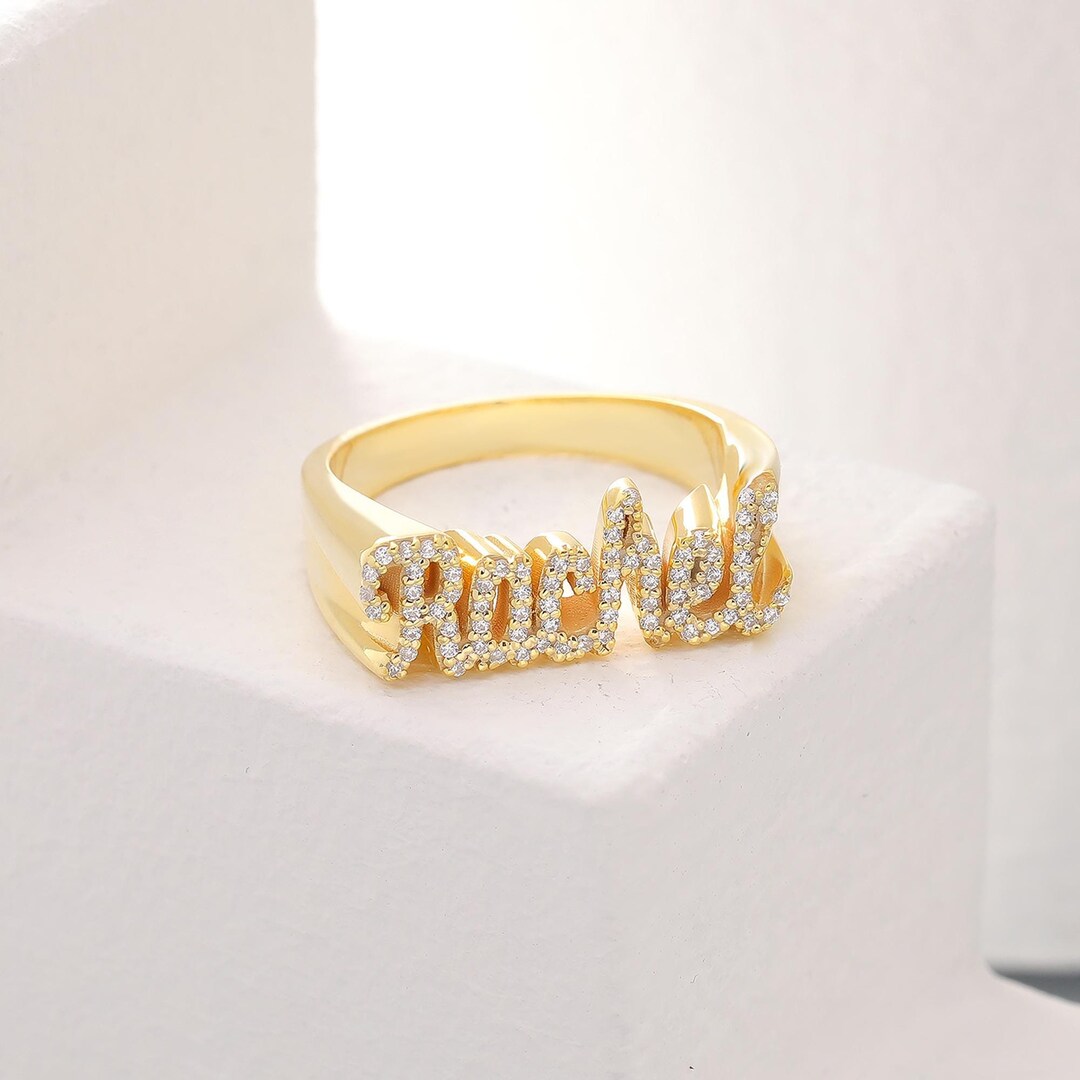14k 18k 10k Solid Gold Custom Name Ring, Personalized Christmas Gift ...