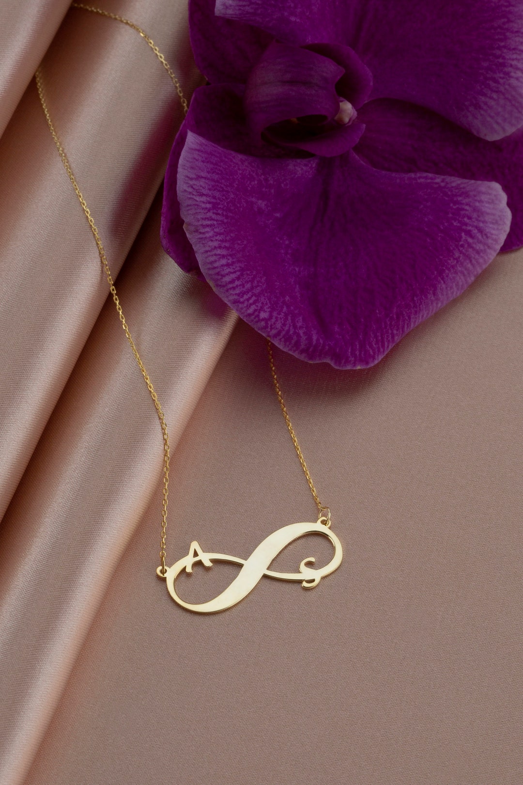 Infinity Initial Letter Necklace 14k 18k 10k Solid Gold Custom Name Necklace Personalized Handmade Jewelry Custom Christimas Gift for Her Etsy