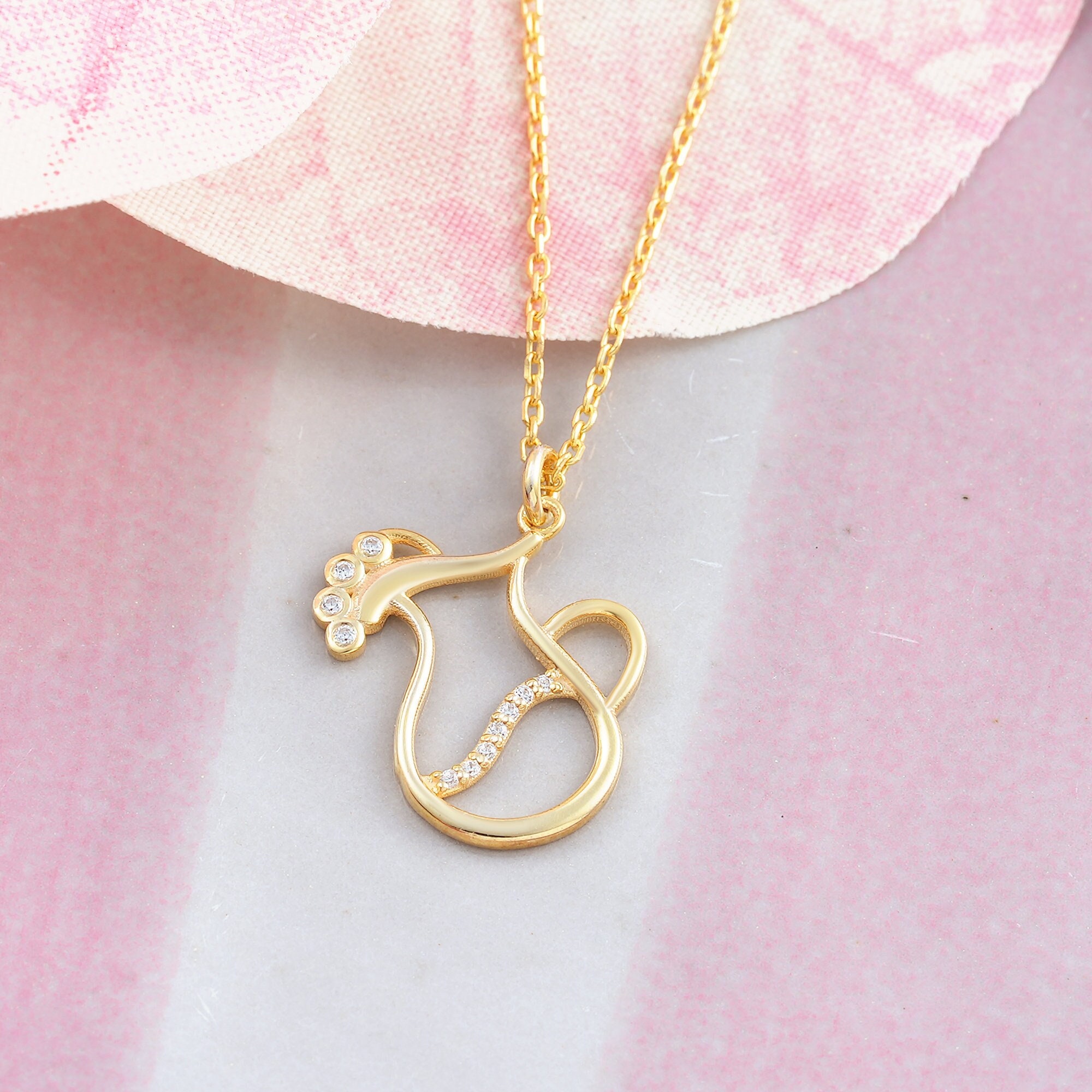 Aquarius Zodiac Sign Diamond Necklace Gold Diamond Astrology - Etsy