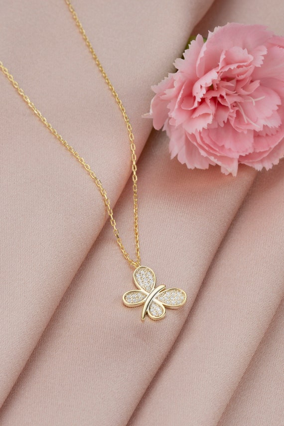 10k gold butterfly necklace outlet